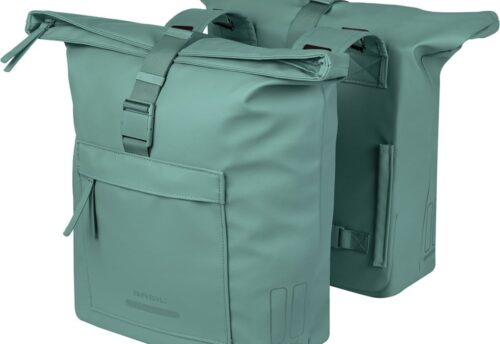 Basil Dubbele fietstas Brooklyn 41L Zilvergroen