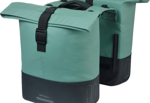 Basil Dubbele Fietstas Cove MIK 2.0 28-32L Zilvergroen/Zwart