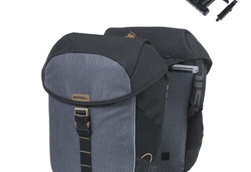 Basil Dubbele Fietstas Miles MIK 2.0 Zwart/Grijs 32L