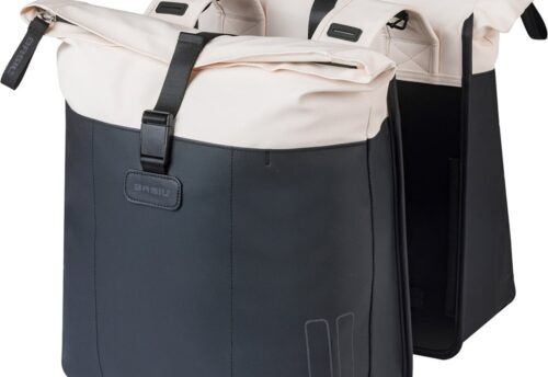 Basil Dubbele Fietstas Vive 28-35L Wit/Zwart