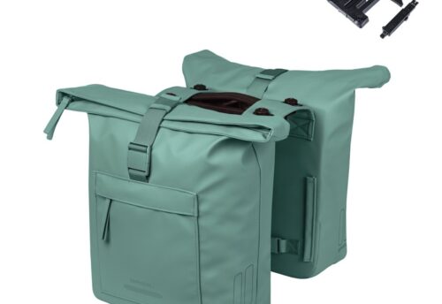 Basil Dubbele fietstas Brooklyn MIK 2.0 41L Zilvergroen