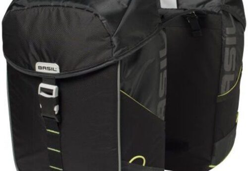 Basil Dubbele fietstas Miles Double bag 32L Black lime