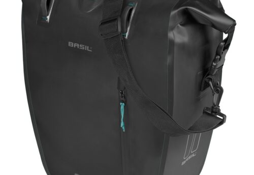 Basil Enkele Fietstas Rivo Tarpaulin L MIK Hooks 25-31L Zwart