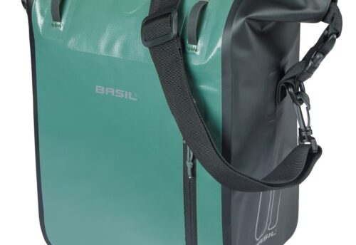 Basil Enkele Fietstas Rivo Tarpaulin M MIK Hooks 12-15L Zilvergroen/Zwart