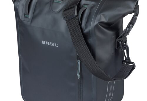 Basil Enkele Fietstas Rivo Tarpaulin M MIK Hooks 12-15L Zwart