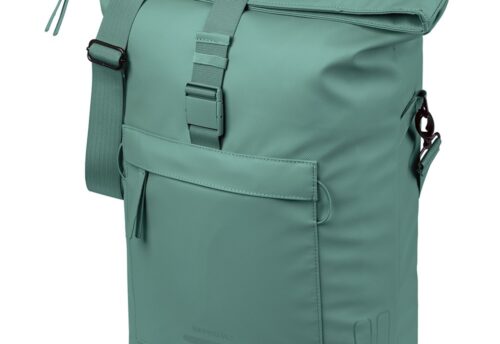 Basil Enkele fietstas Brooklyn MIK Hooks 17L Zilvergroen