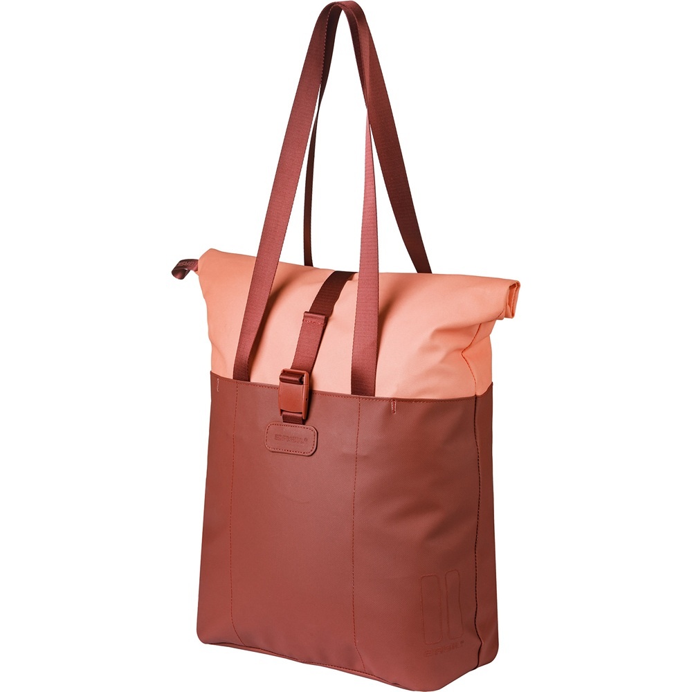 Basil Enkele fietstas Vive Shopper MIK Hooks 15-20L Bordeaux/Roze Basil Enkele fietstas Vive Shopper MIK Hooks 15-20L Bordeaux/Roze