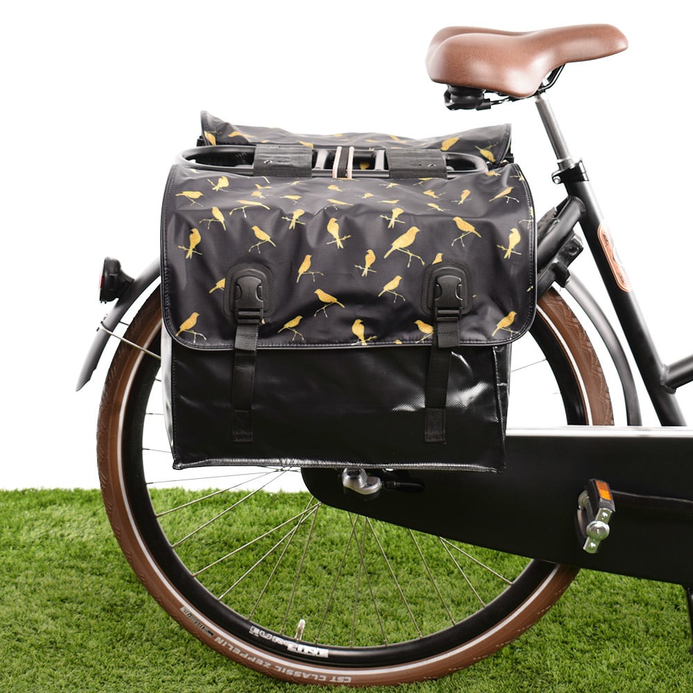 Beck Dubbele fietstas Classic Gold Birds 46L Beck Dubbele fietstas Classic Gold Birds 46L