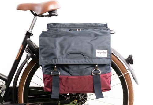 Urban Proof Dubbele fietstas 40L Recycled - Bordeauxrood/Grijs