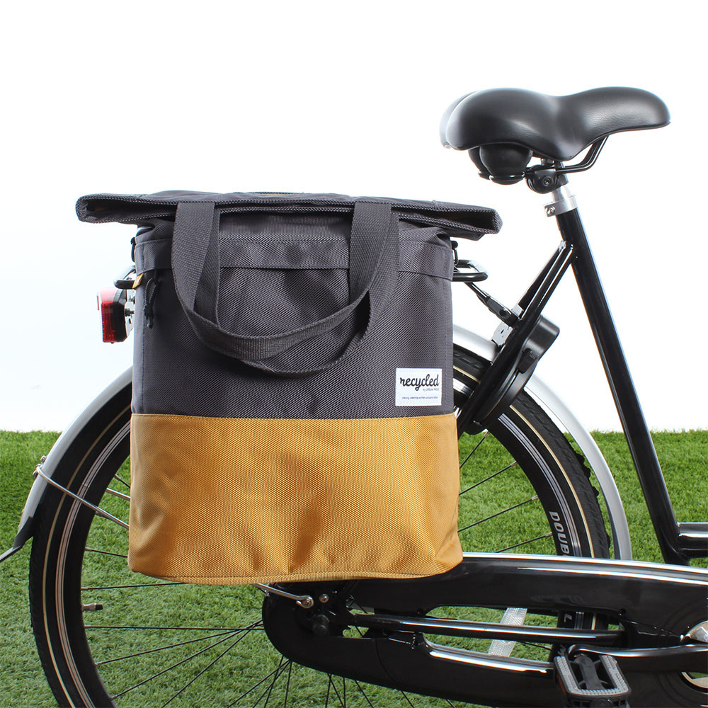 Urban Proof Shopper fietstas 20L Recycled - Grijs/Geel Urban Proof Shopper fietstas 20L Recycled - Grijs/Geel