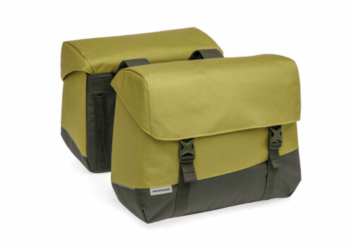 New Looxs Dubbele fietstas Oslo Joli Double 37L Olijfgroen/geel