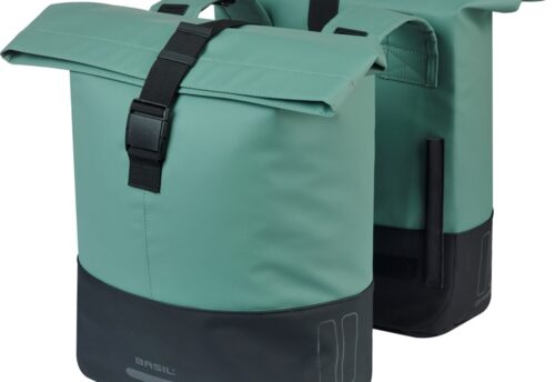 Basil Dubbele Fietstas Cove 28-32L Zilvergroen/Zwart