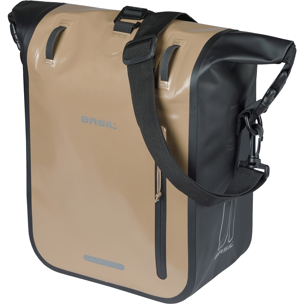 Basil Enkele Fietstas Rivo Tarpaulin M MIK Hooks 12-15L Zand/Zwart Basil Enkele Fietstas Rivo Tarpaulin M MIK Hooks 12-15L Zand/Zwart