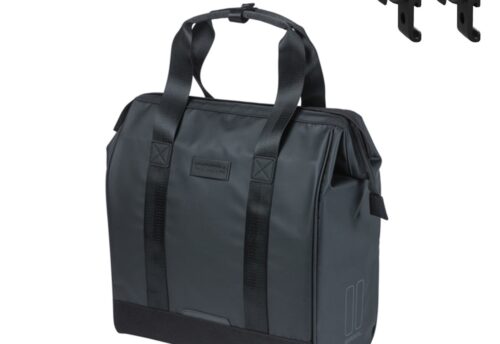 Basil Grand Tarpaulin Fietsshopper MIK Hooks 23L Zwart