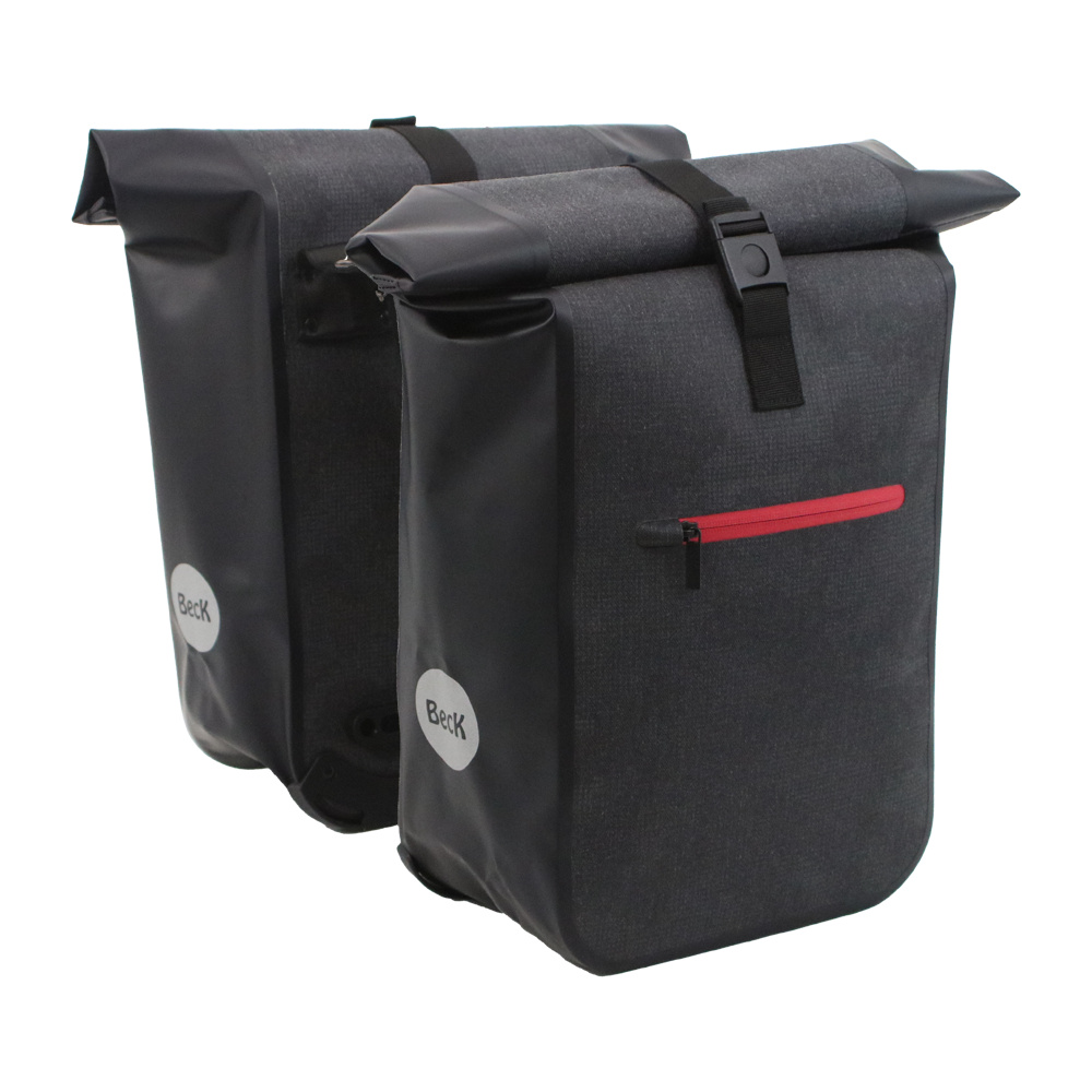 Beck Dubbele fietstas Base Too Zwart/Rood 36L Beck Dubbele fietstas Base Too Zwart/Rood 36L