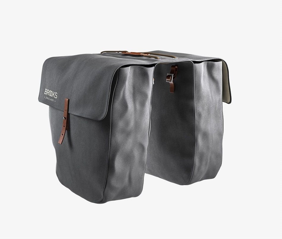 Brooks England Dubbele fietstas Brick Lane Grijs/Bruin - 30L Brooks England Dubbele fietstas Brick Lane Grijs/Bruin - 30L