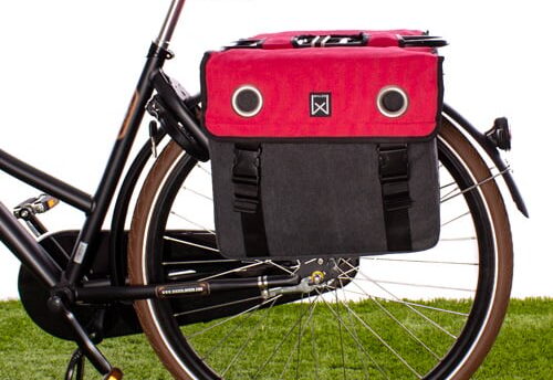 Willex Dubbele fietstas Canvas Tas 30L Paradise Red/zwart